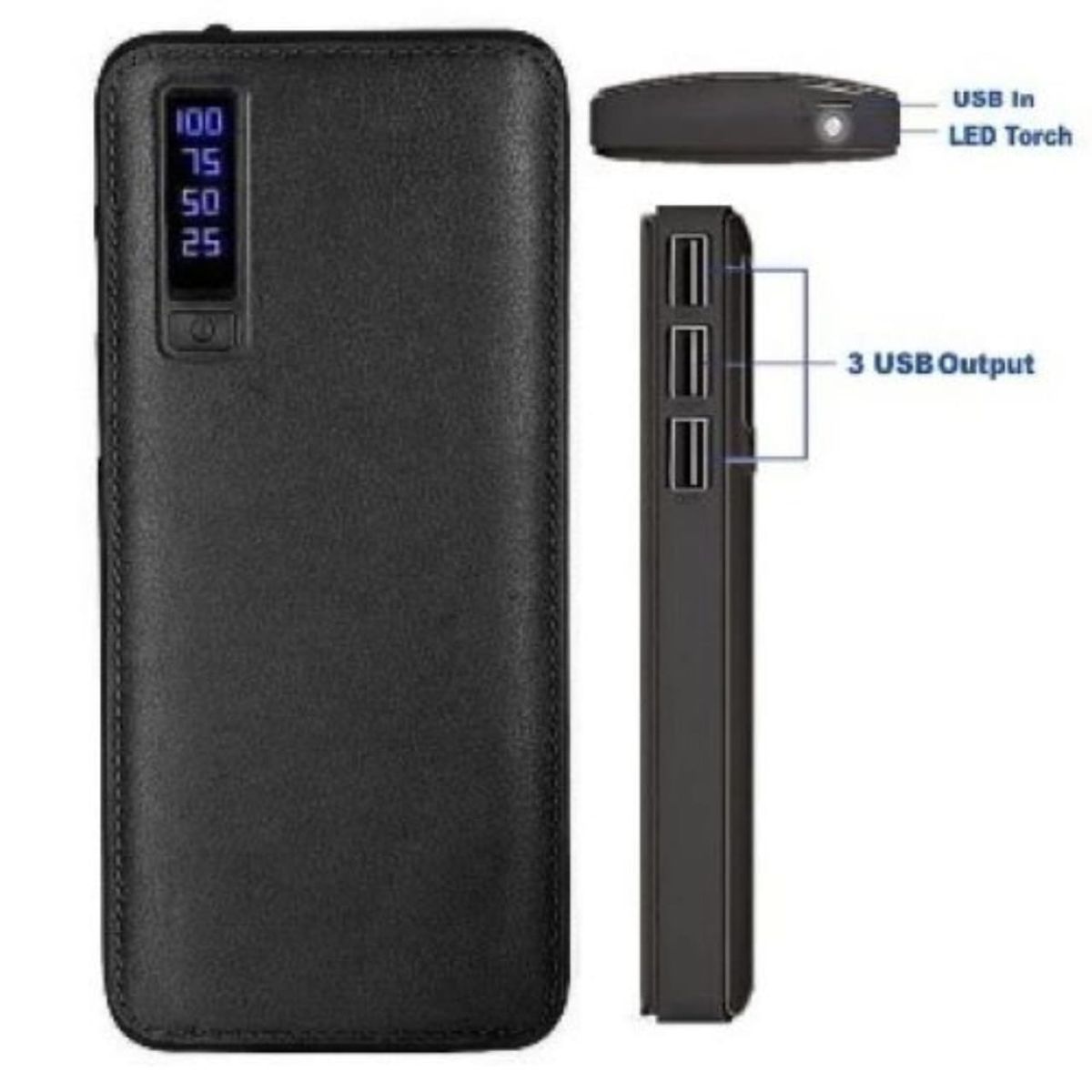 MOVI - POWER BANK 20.000 MAH CON 3 SALIDAS USB Y LINTERNA LED