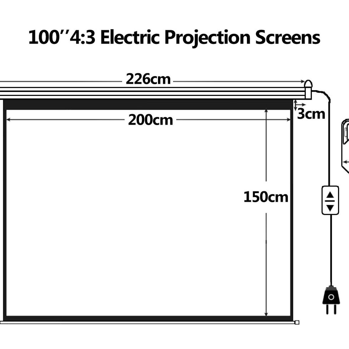 GENERICO - Telón Electrico Pantalla Roller Para Proyector 100 Pulgadas