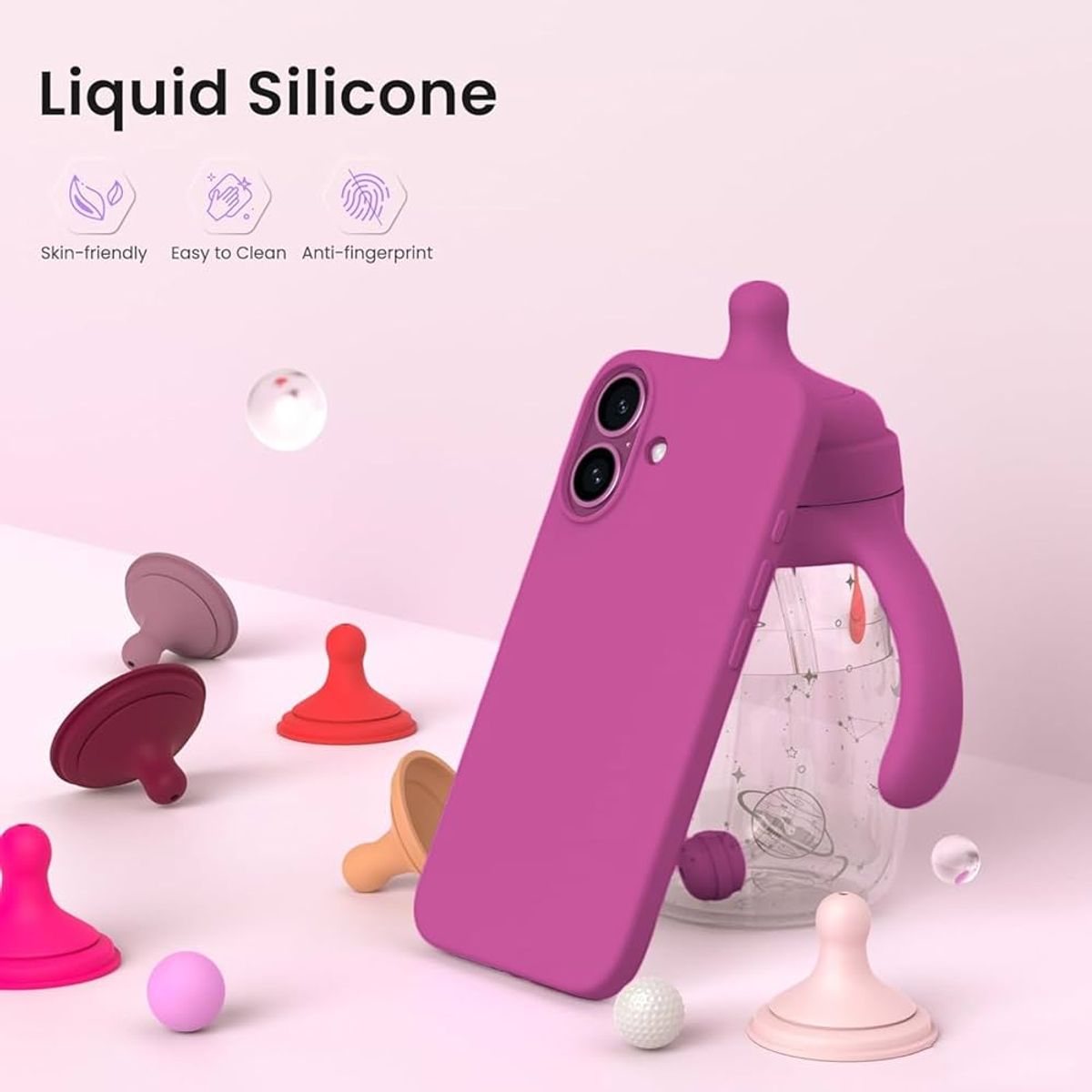 GENERICO - Carcasa De Silicona Soft Para iPhone 17 Normal  - Dark Hot Pink