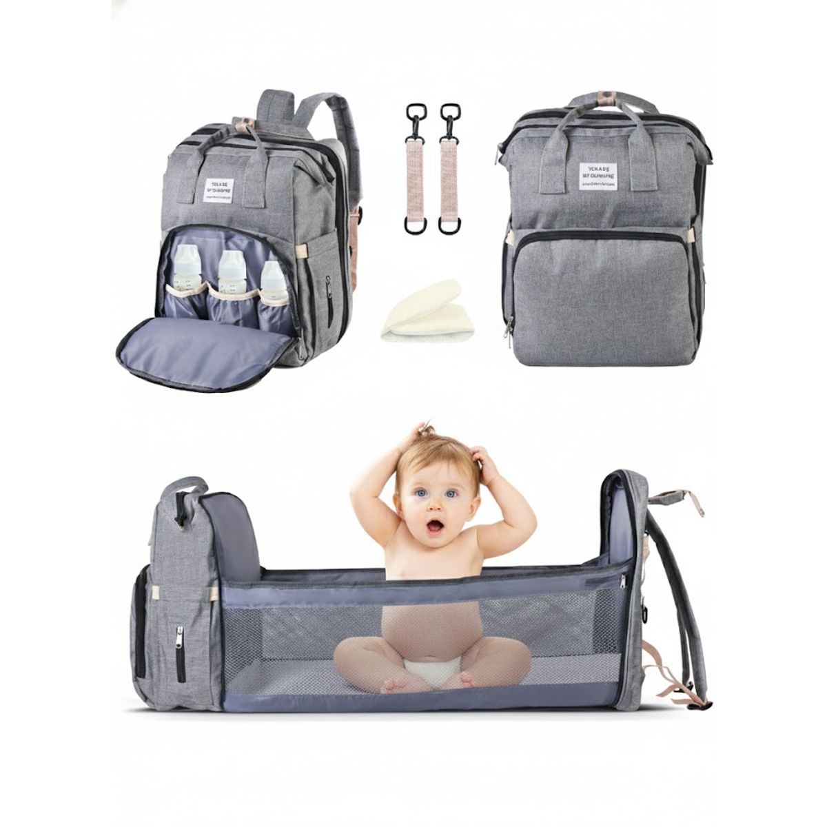 MOVI - Bolso Pañalera Multifuncional 3 en 1: Mochila, Cuna y Mudador para Bebé