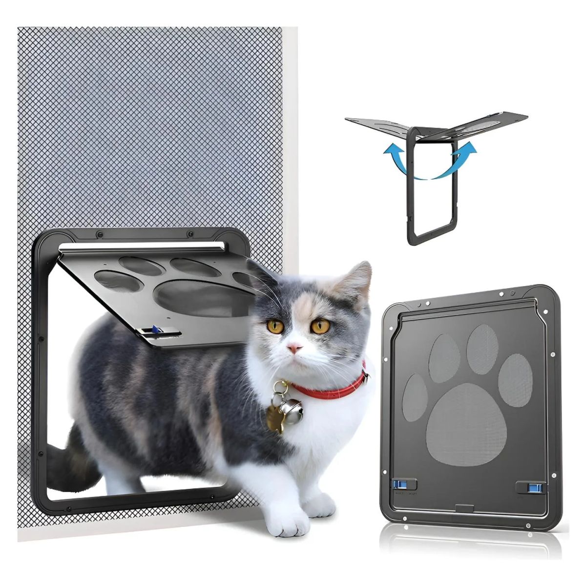 GENERICO - Puerta Exterior Para Mascotas Perros Gatos Negro