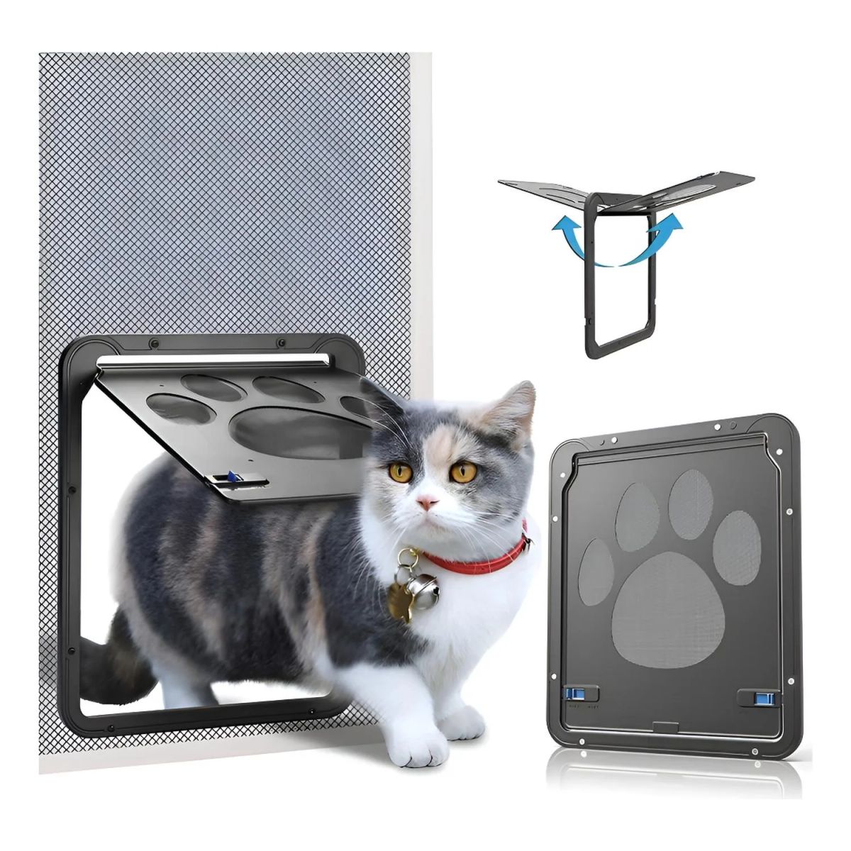 GENERICO - Puerta Exterior Para Mascotas Perros Gatos Negro