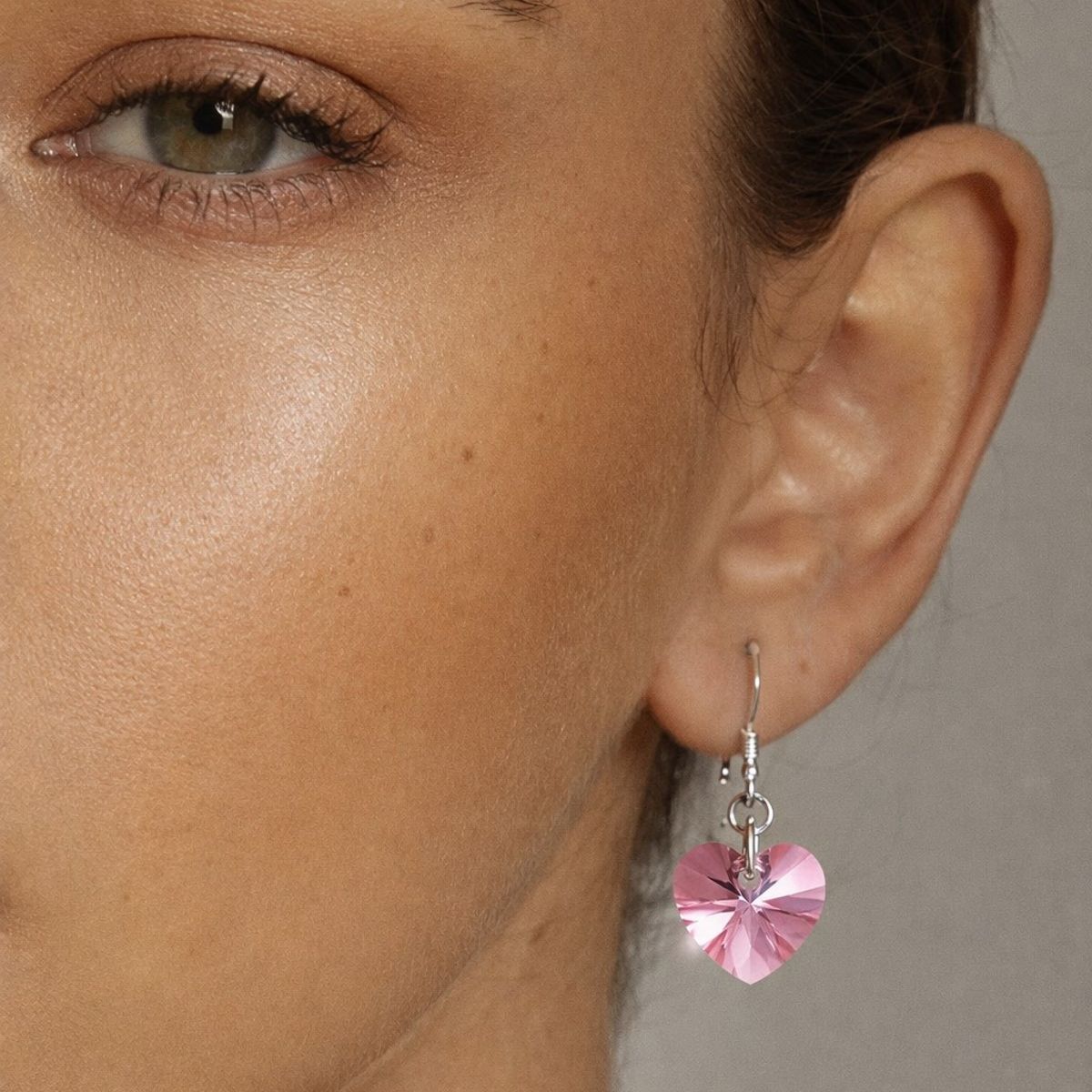 LK LUKSO - Aros Cristal Austriaco Corazón Rosa Plata Ley 925