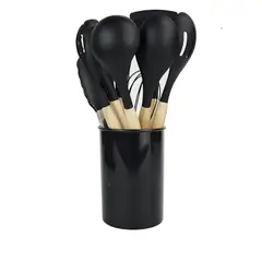 GENERICO - Set de Utensilios de Cocina de Silicona-Negro