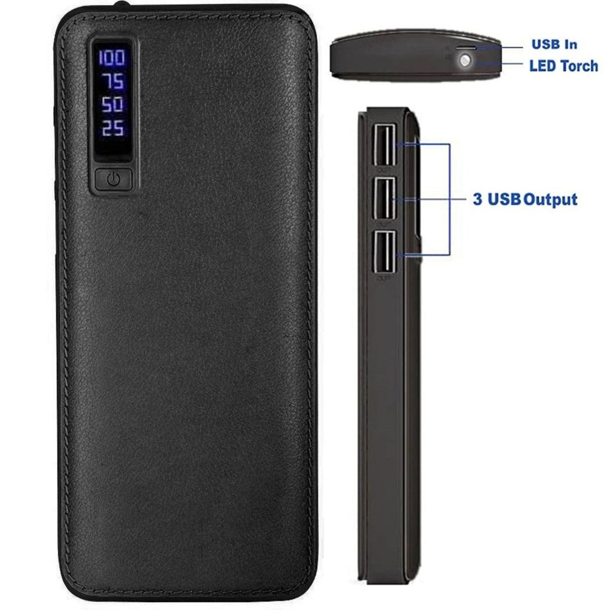 MOVI - BATERIA EXTERNA POWER BANK 20.000 MAH CON 3 SALIDAS USB Y LINTERNA LED