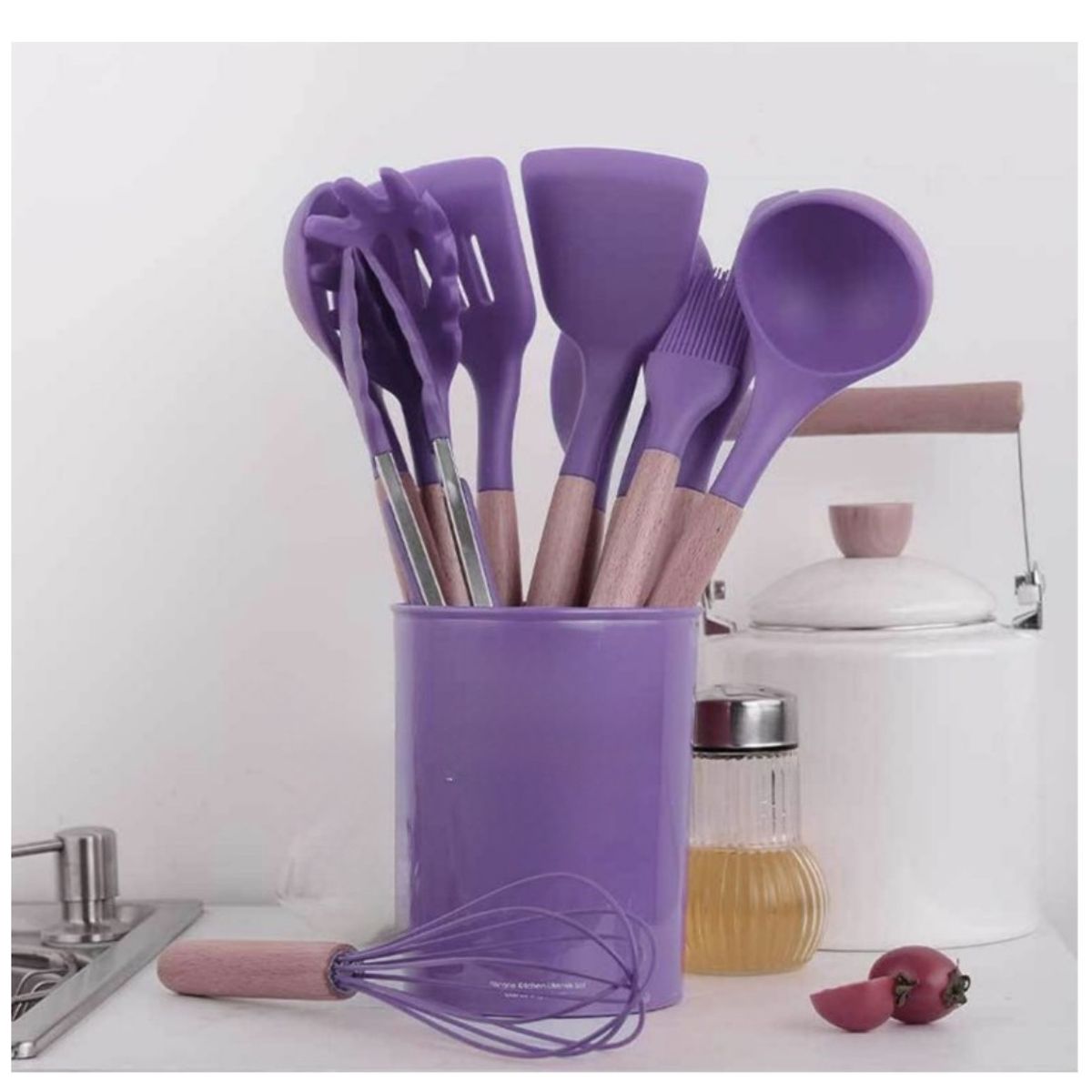 GENERICO - Set de Utensilios de Cocina de Silicona-Morado