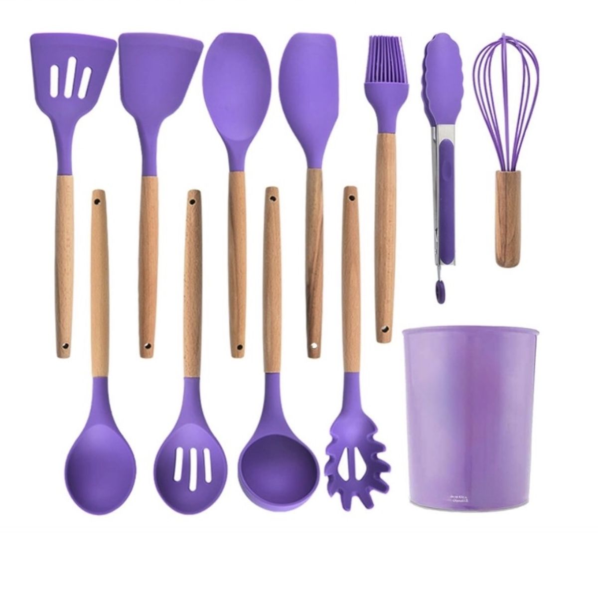 GENERICO - Set de Utensilios de Cocina de Silicona-Morado