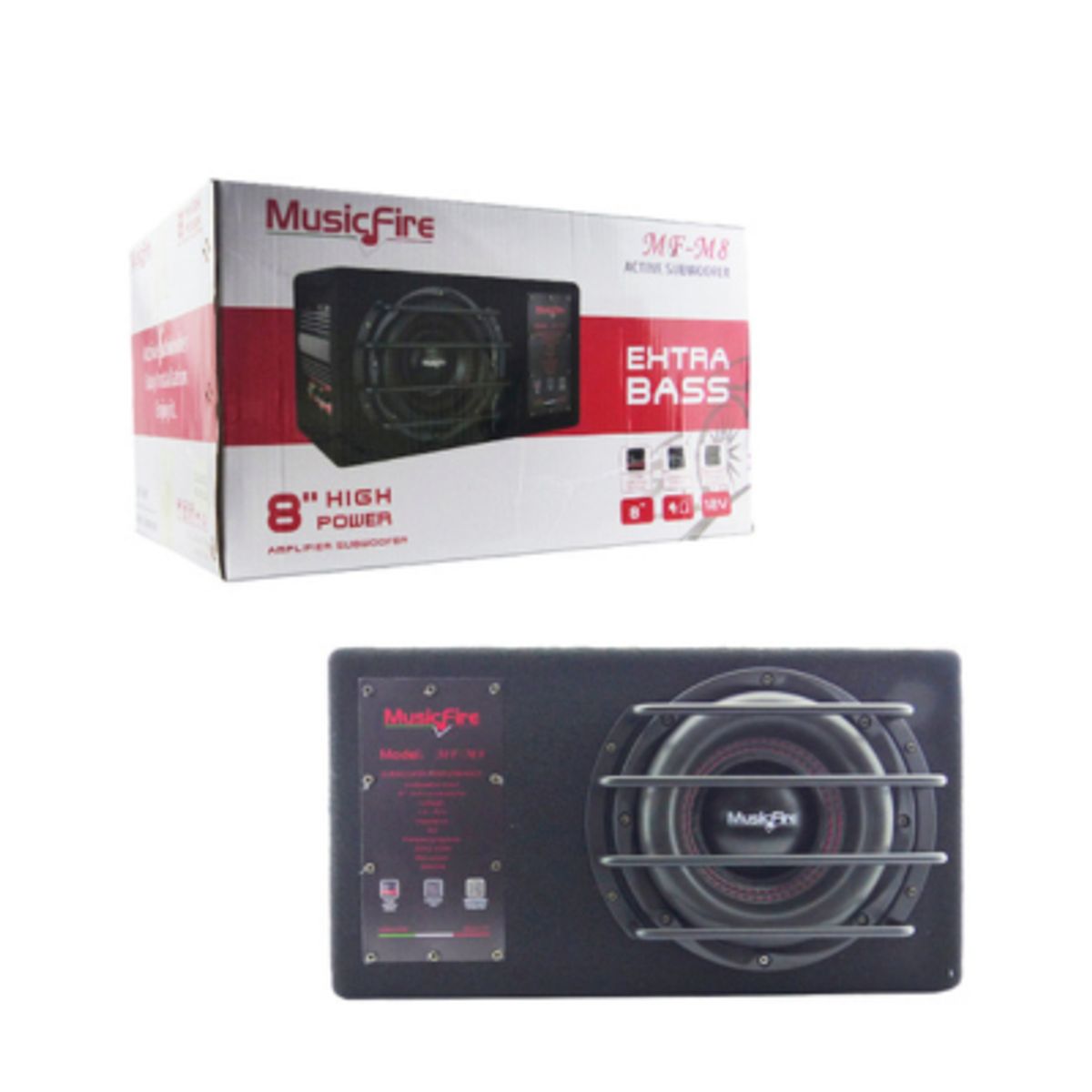 GENERICO - Subwoofer Amplificado P/ Auto 8 Pulgadas Musicfire 2000 Watt Negro