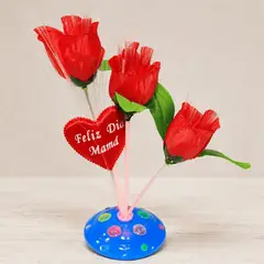 HOMESTAR - Flores Artificiales Rosas Rojas con Corazón Feliz Día Mamá