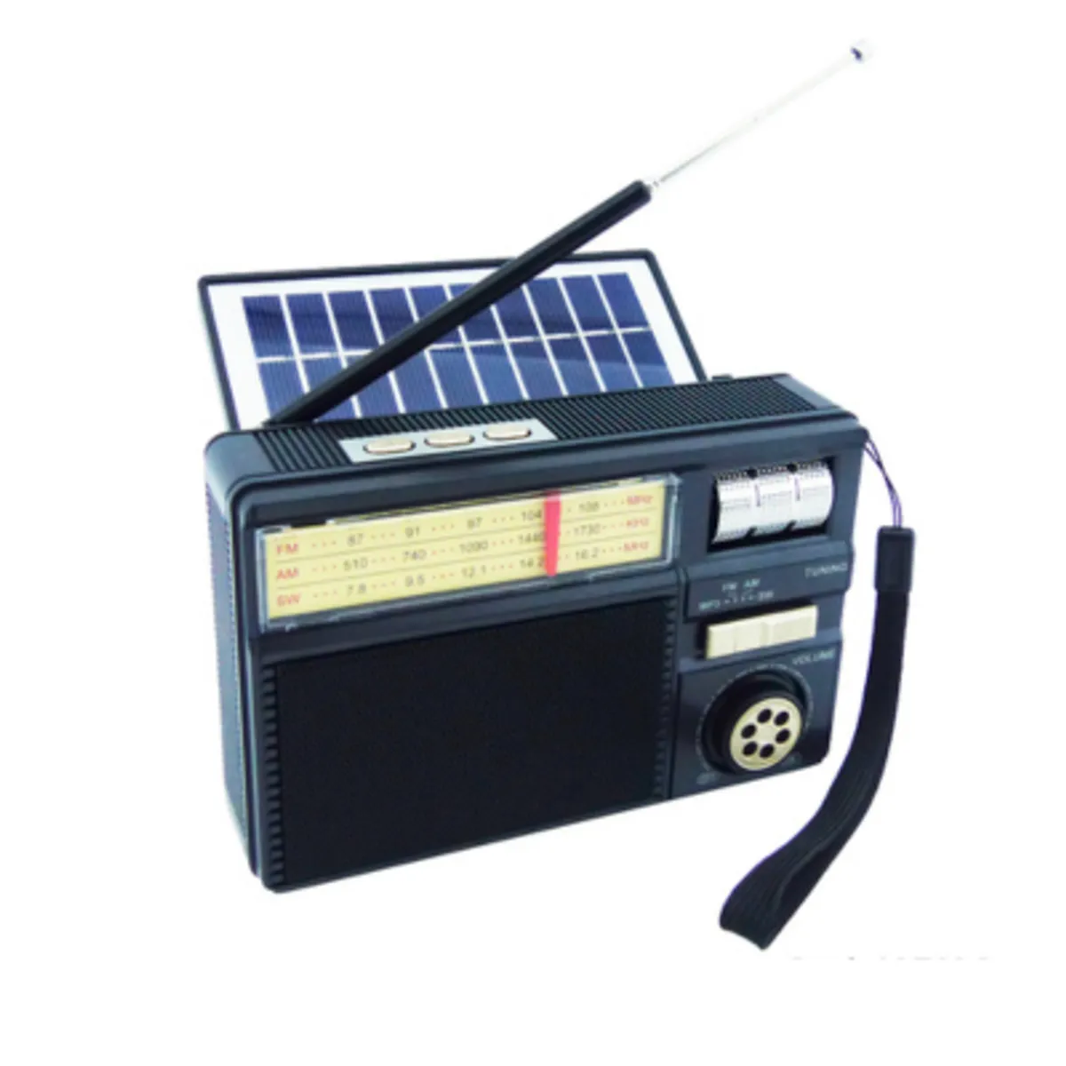 GENERICO - Radio Multibanda Solar Recargable Con Conexion Bluetooth FM AUX USB Y TF