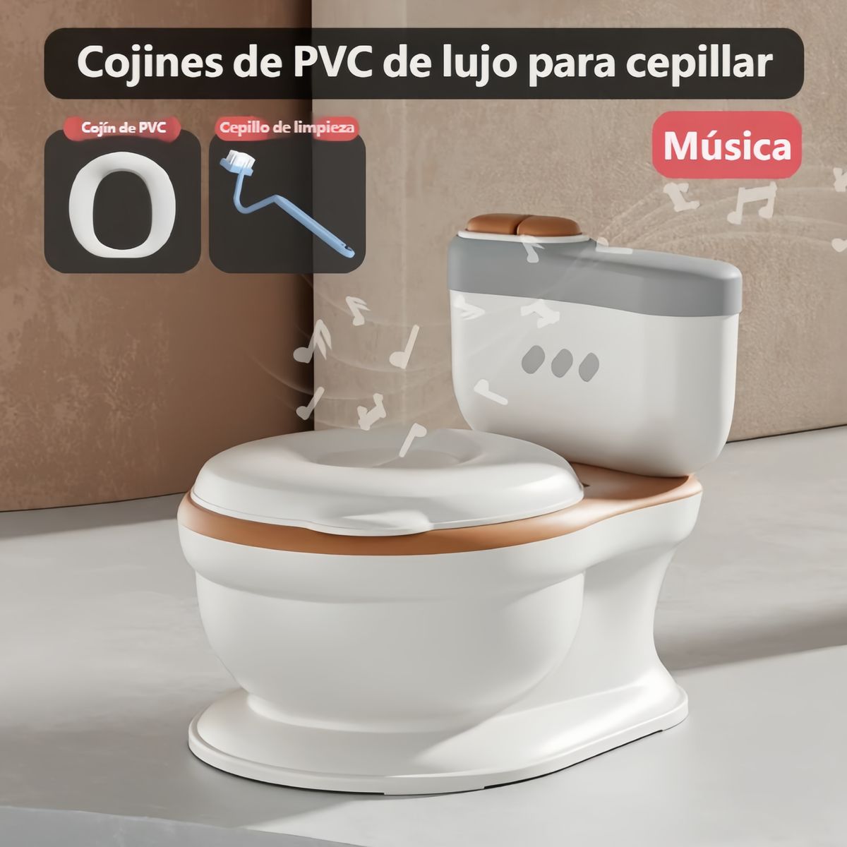 GENERICO - Bacinica Bañito Entrenador Niños Cojín suave con música 608 Marron