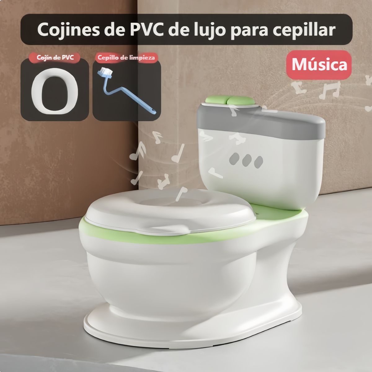 GENERICO - Bacinica Bañito Entrenador Niños Cojín suave con música 608 Verde
