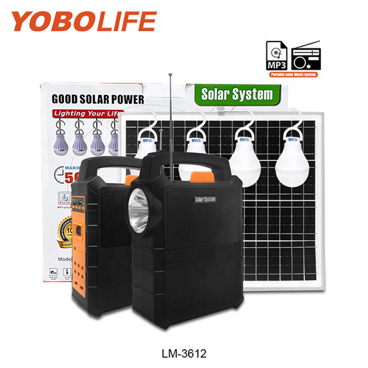 MOVI - KIT SOLAR DE EMERGENCIA HASTA 50 HRS DE DURACION CON 4 AMPOLLETAS LED