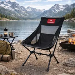 CAMPSOR - Silla Plegable Camping Ultraliviana Aluminio Soporta 120kg con Bolsa Transporte Negro