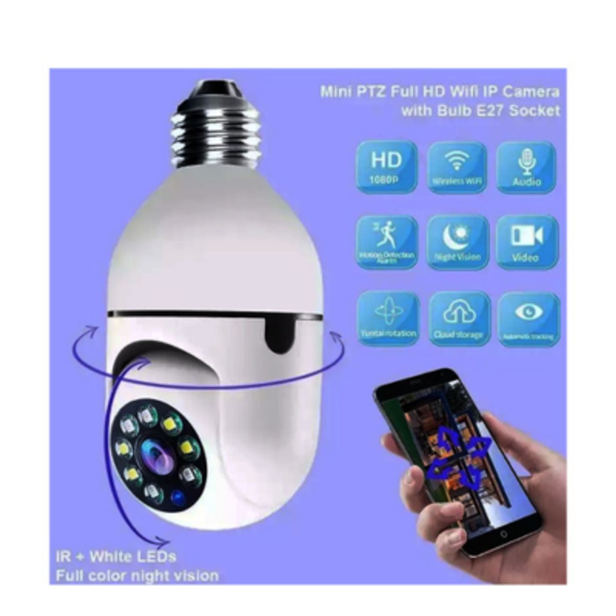 GENERICO - Camara Vigilancia IP Wifi Diseño Ampolleta Jortan Con Movimiento