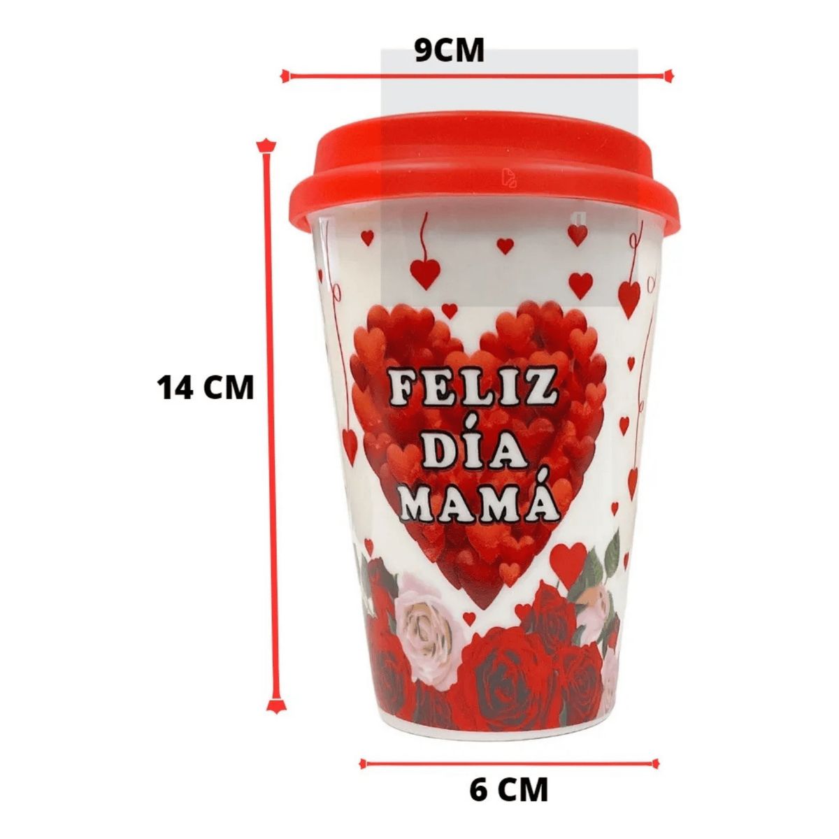 HOMESTAR - Vaso Térmico Feliz Día Mamá Plástico con Tapa
