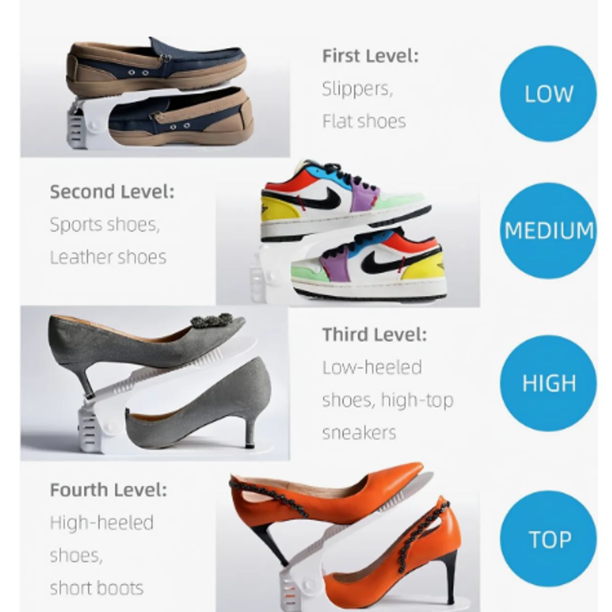 GENERICO - Organizador De Zapatos Con Soporte - Set De 10 Unidades