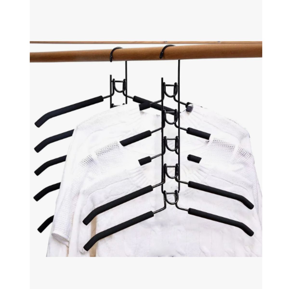GENERICO - Colgadores Ropa Pack 2 Ganchos 5en1 Antideslizante Perchas