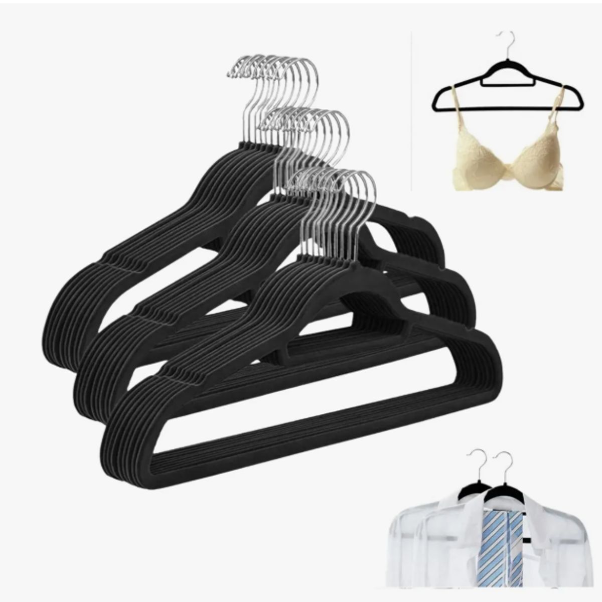 GENERICO - Colgadores De Ropa Set 30u Ganchos Terciopelo Antideslizante