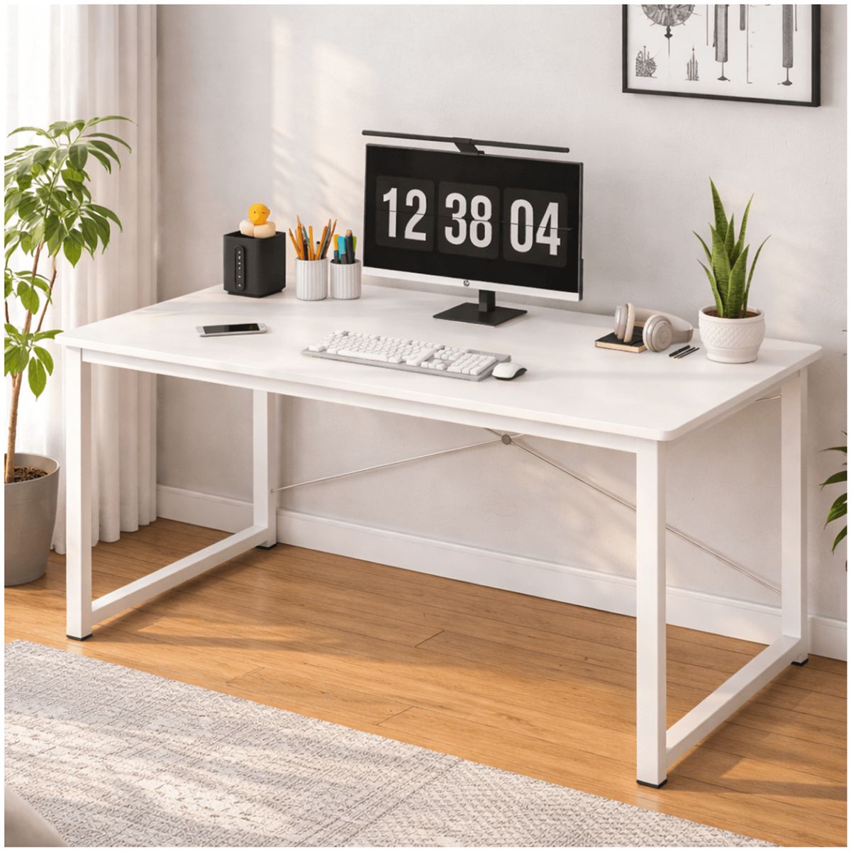 HOMER DESIGN - Escritorio Moderno 100x48cm Resistente con Estructura Metálica