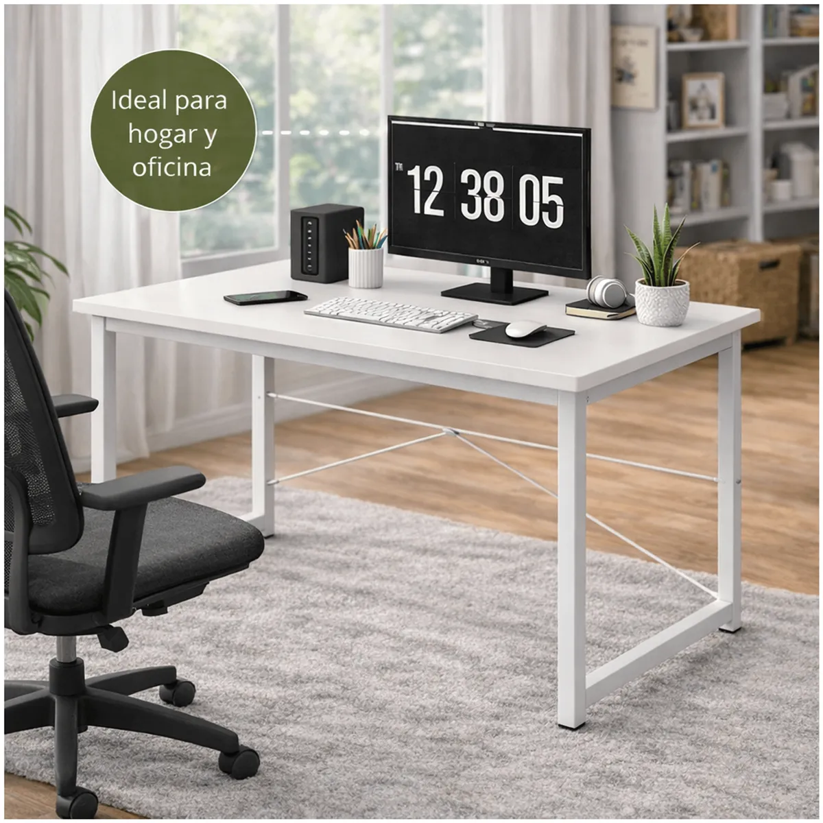 HOMER DESIGN - Escritorio Moderno 100x48cm Resistente con Estructura Metálica