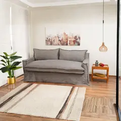 INTERMUEBLES - Sofa Pagani 2 Cuerpos Tela Lino Gris