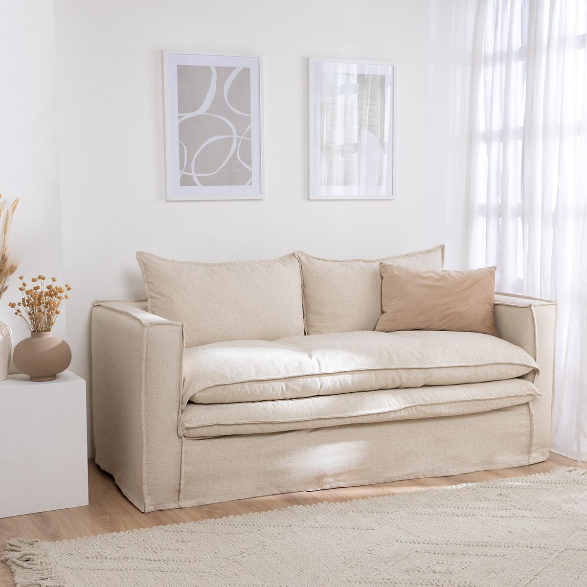 INTERMUEBLES - Sofa Pagani 190 Lino Americano Crudo