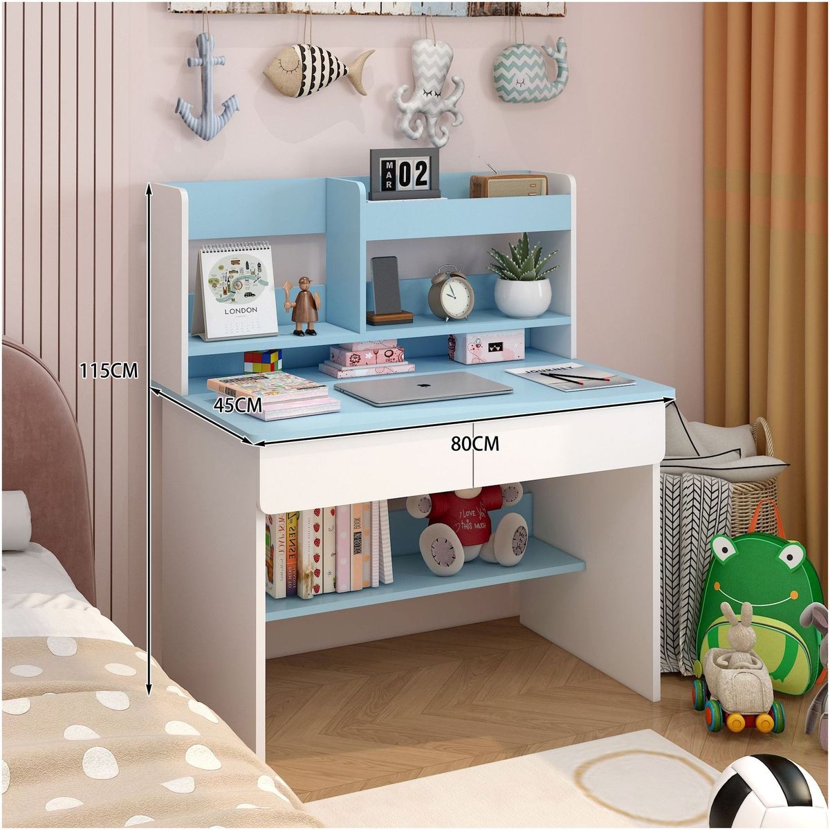 HOMER DESIGN - Escritorio Con Cajones Estanteria Para Libros Y Organizador infantil