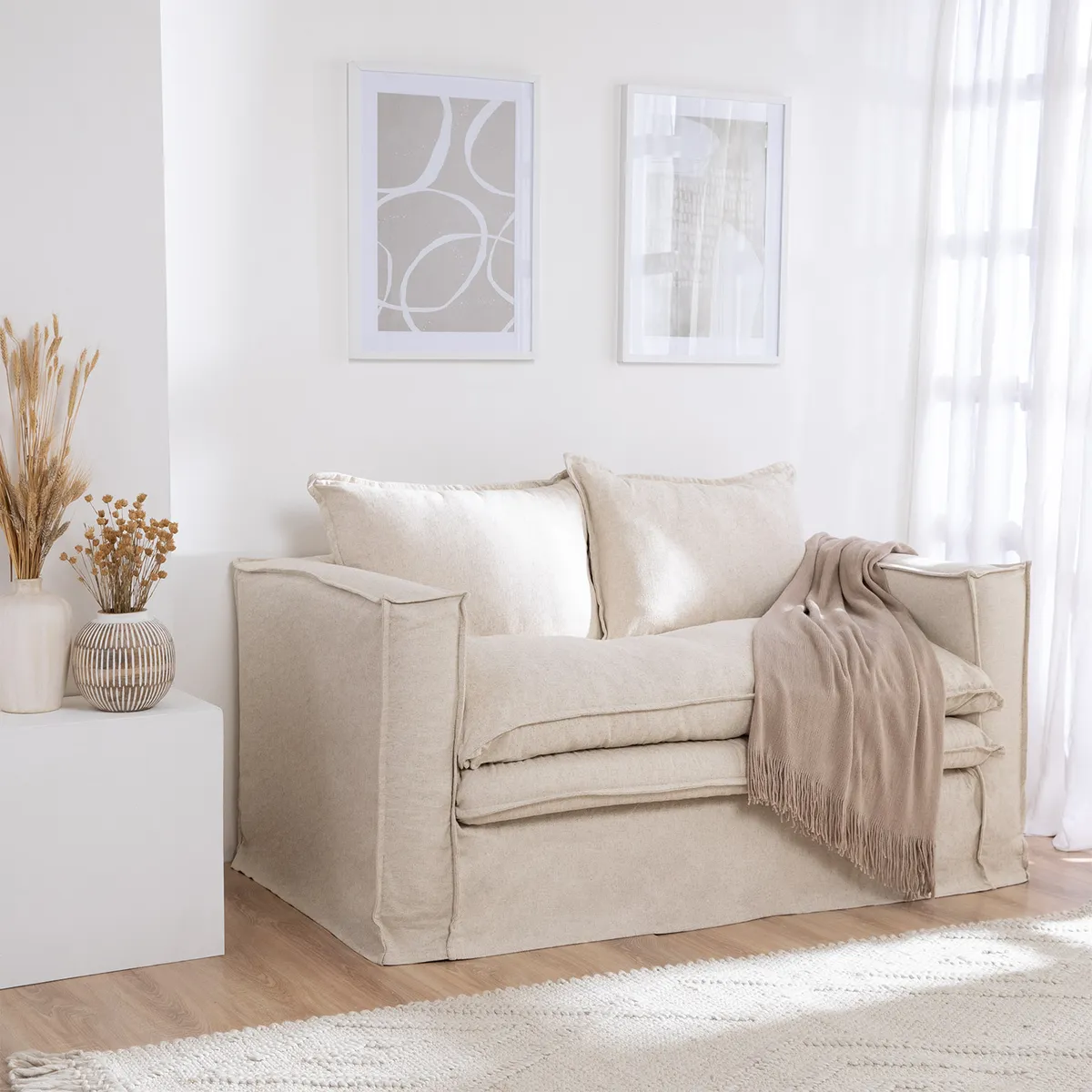 INTERMUEBLES - Sofá Pagani 160 Lino Americano Crudo