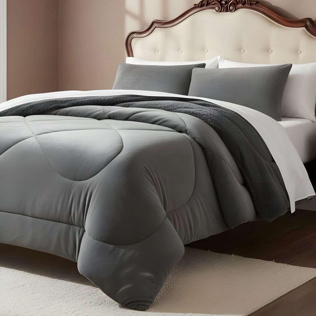 GENERICO - Cubrecama plush con chiporro Acolchado liso plaza y media
