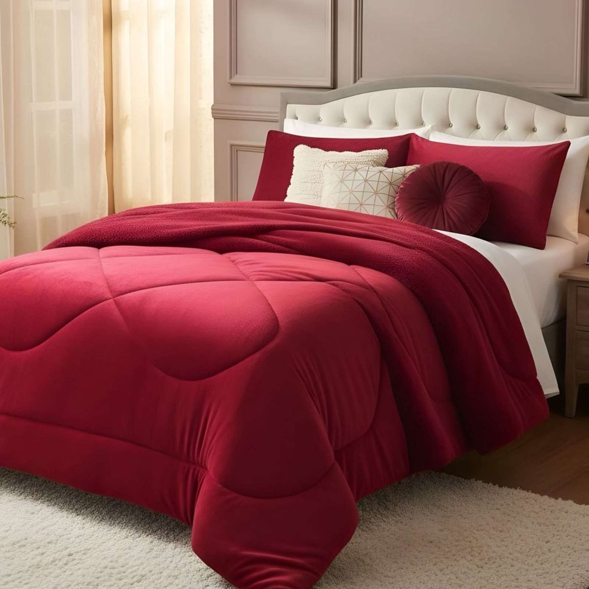 GENERICO - Cubrecama plush con chiporro Acolchado liso 2 plazas