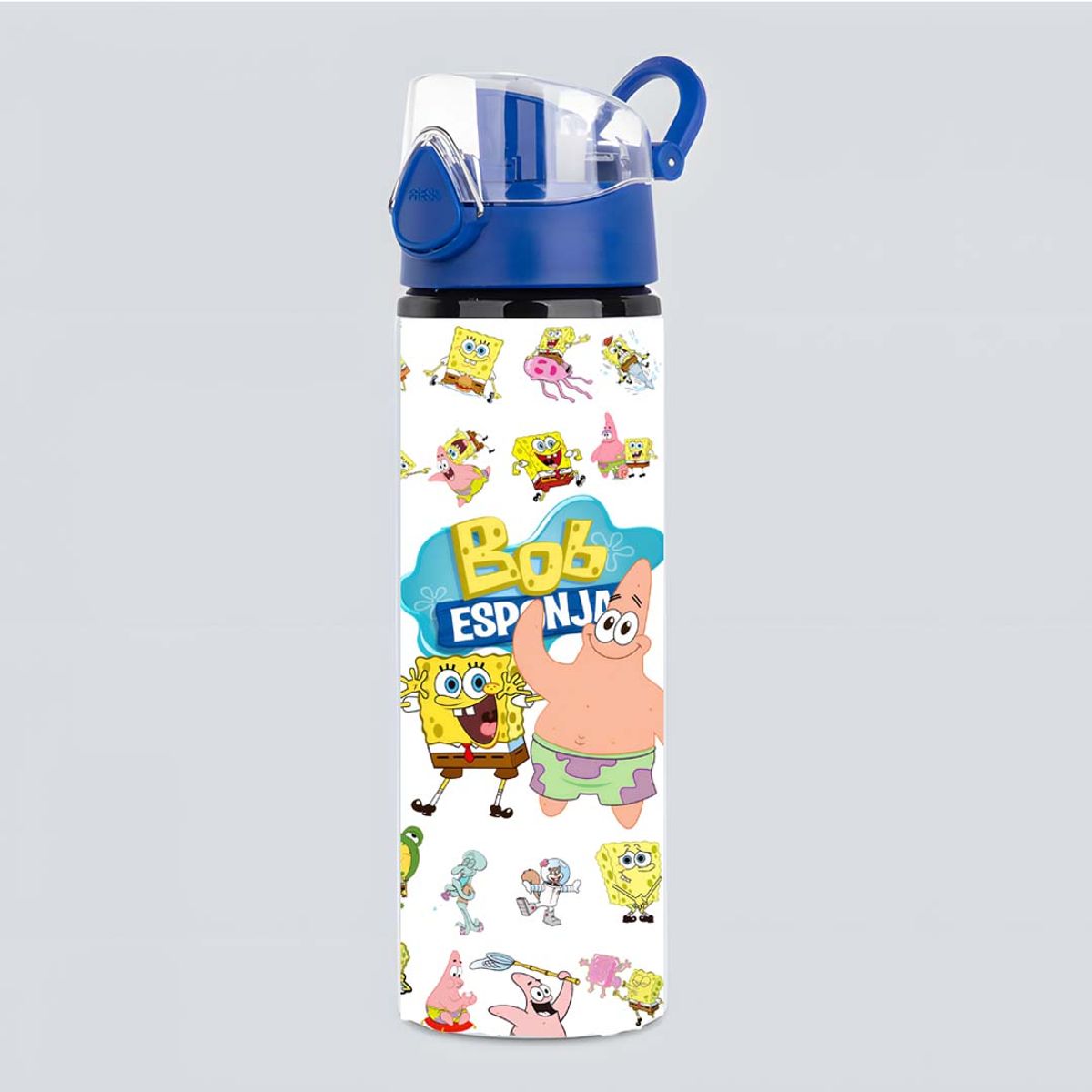 SM - Botella de Agua Bob Esponja 750 ml de Aluminio - Libre de BPA - Uso Diario