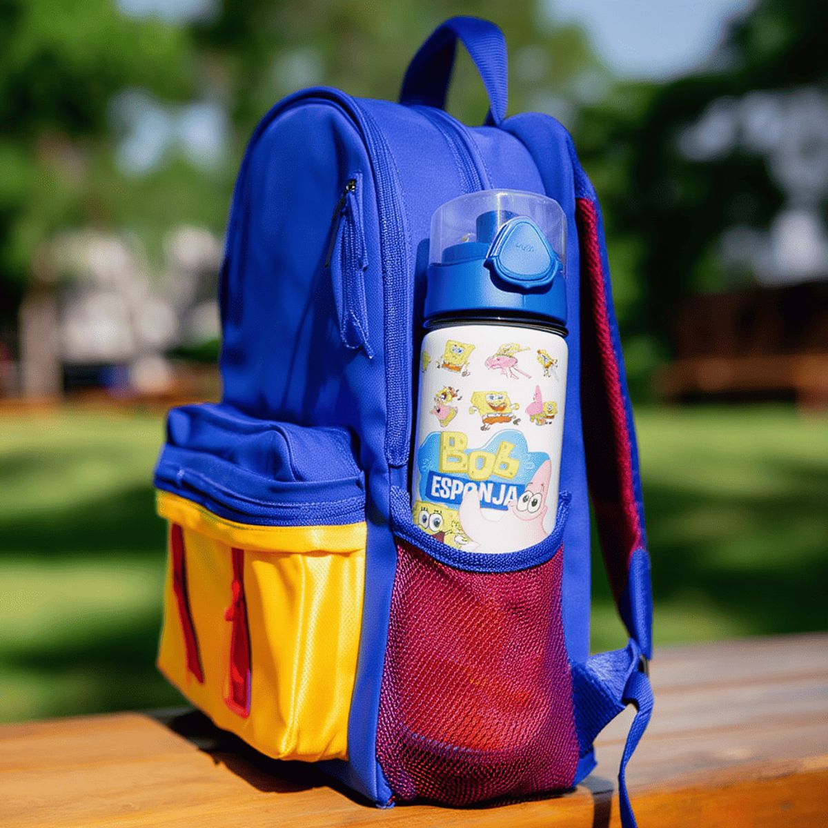 SM - Botella de Agua Bob Esponja 750 ml de Aluminio - Libre de BPA - Uso Diario