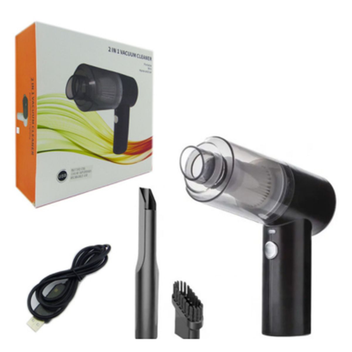 GENERICO - Aspiradora 2 En 1, Para Auto/Casa, Portatil, Recargable USB, Con Accesorios