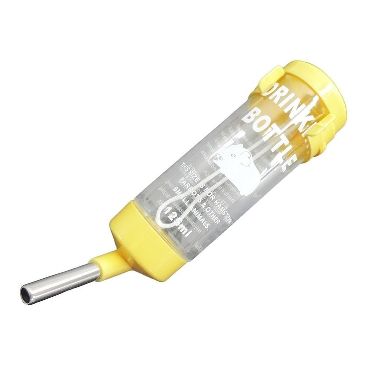 GENERICO - Botella Bebedero Mascotas Hamster, Erizo, Conejo, 125ml. - Amarillo