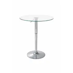 GENERICO - Mesa Alta Redonda Ajustable 70 cm Vidrio Templado y Base Cromada