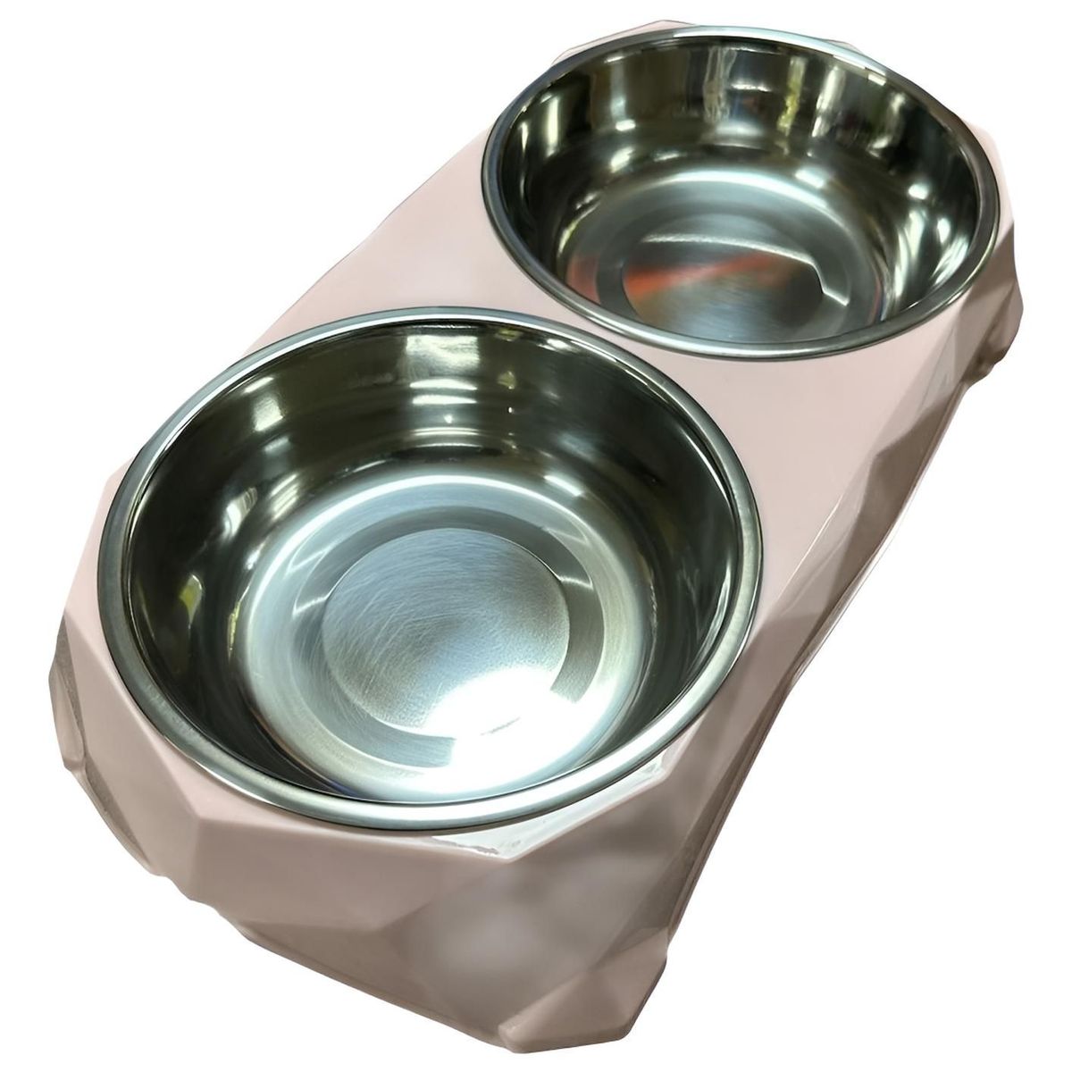 GENERICO - Plato Doble Para Mascotas Pequeñas Perros Y Gatos - Rosa