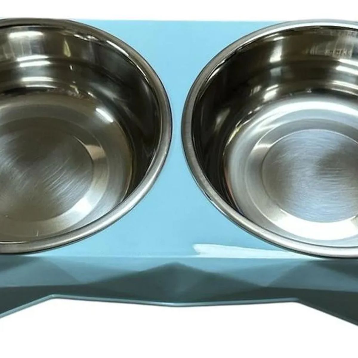 GENERICO - Plato Doble Para Mascotas Pequeñas Perros Y Gatos - Celeste