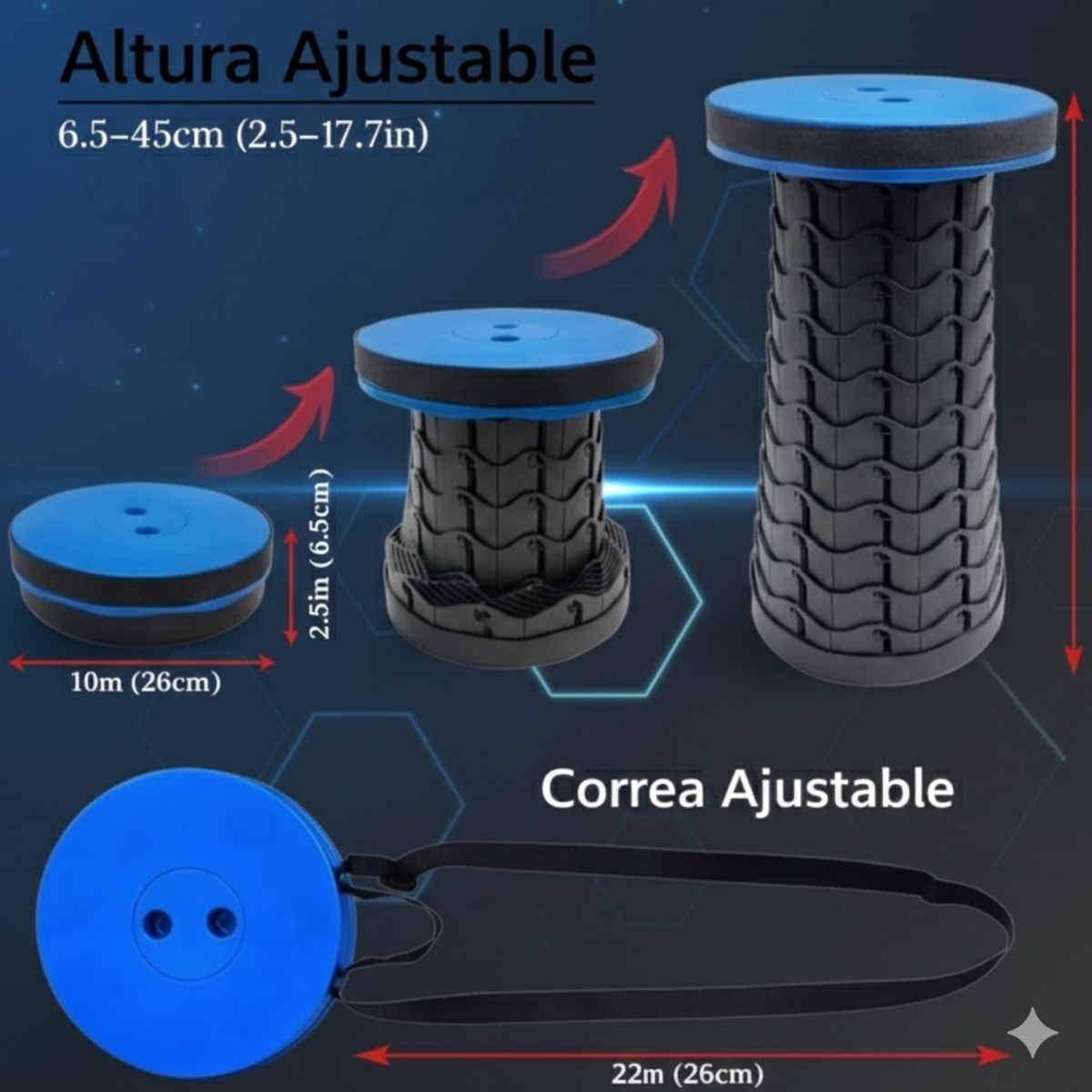 MOVI - Piso Retráctil Ajustable Multiuso Portátil Con Correa 45cm