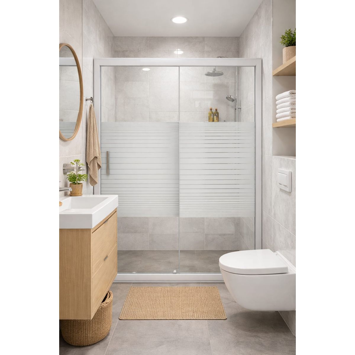 GENERICO - Mampara Ducha Corredera Vidrio Templado 120-140cm 185cm Alto Blanca
