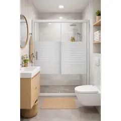 GENERICO - Mampara Ducha Corredera Vidrio Templado 120-140cm 185cm Alto Blanca