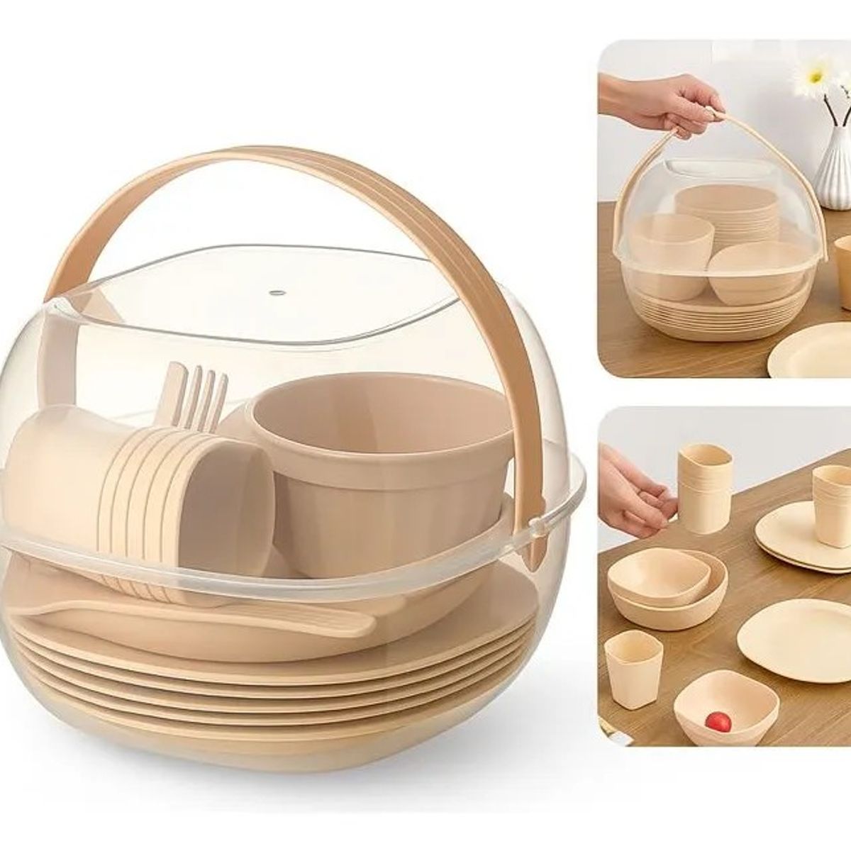 GENERICO - Set Picnic 36 Pcs Camping Vasos Vajilla Utensilios Picoteo Varios
