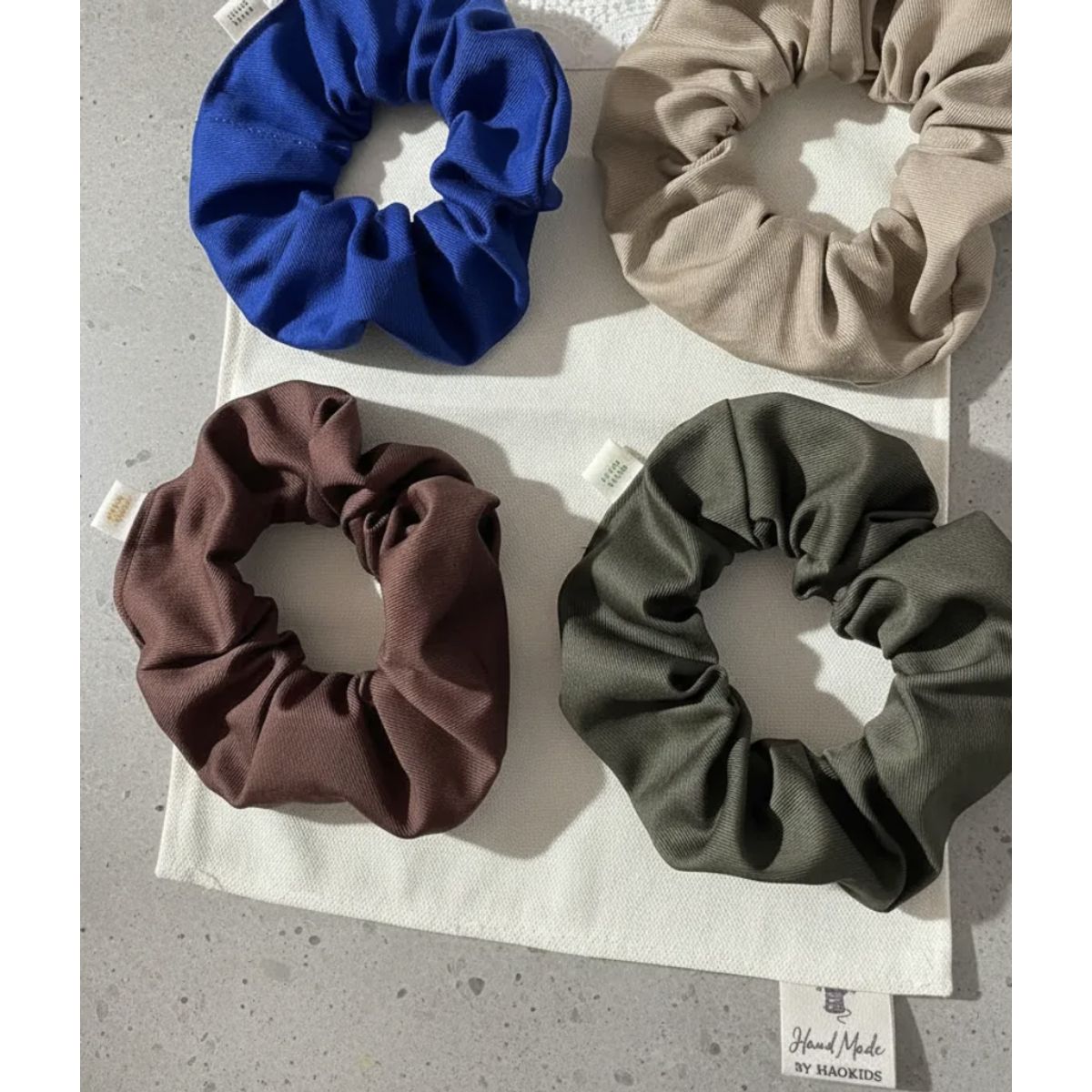 HAOKIDS - Scrunchies 4 coletas de gabardina 100% algodón colet cabello niña o mujer confección nacional