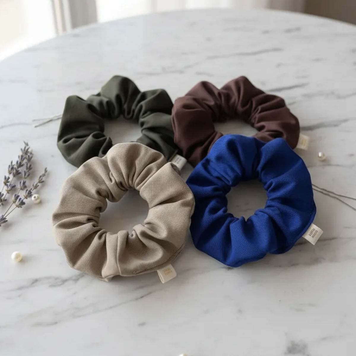 HAOKIDS - Scrunchies 4 coletas de gabardina 100% algodón colet cabello niña o mujer confección nacional