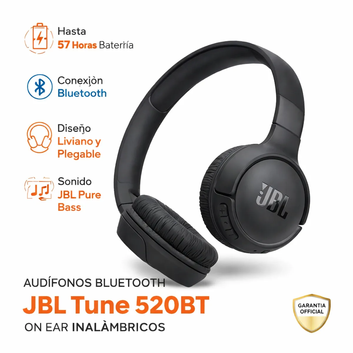 JBL - Audífonos Bluetooth JBL Tune 520BT Inalámbricos Pure Bass