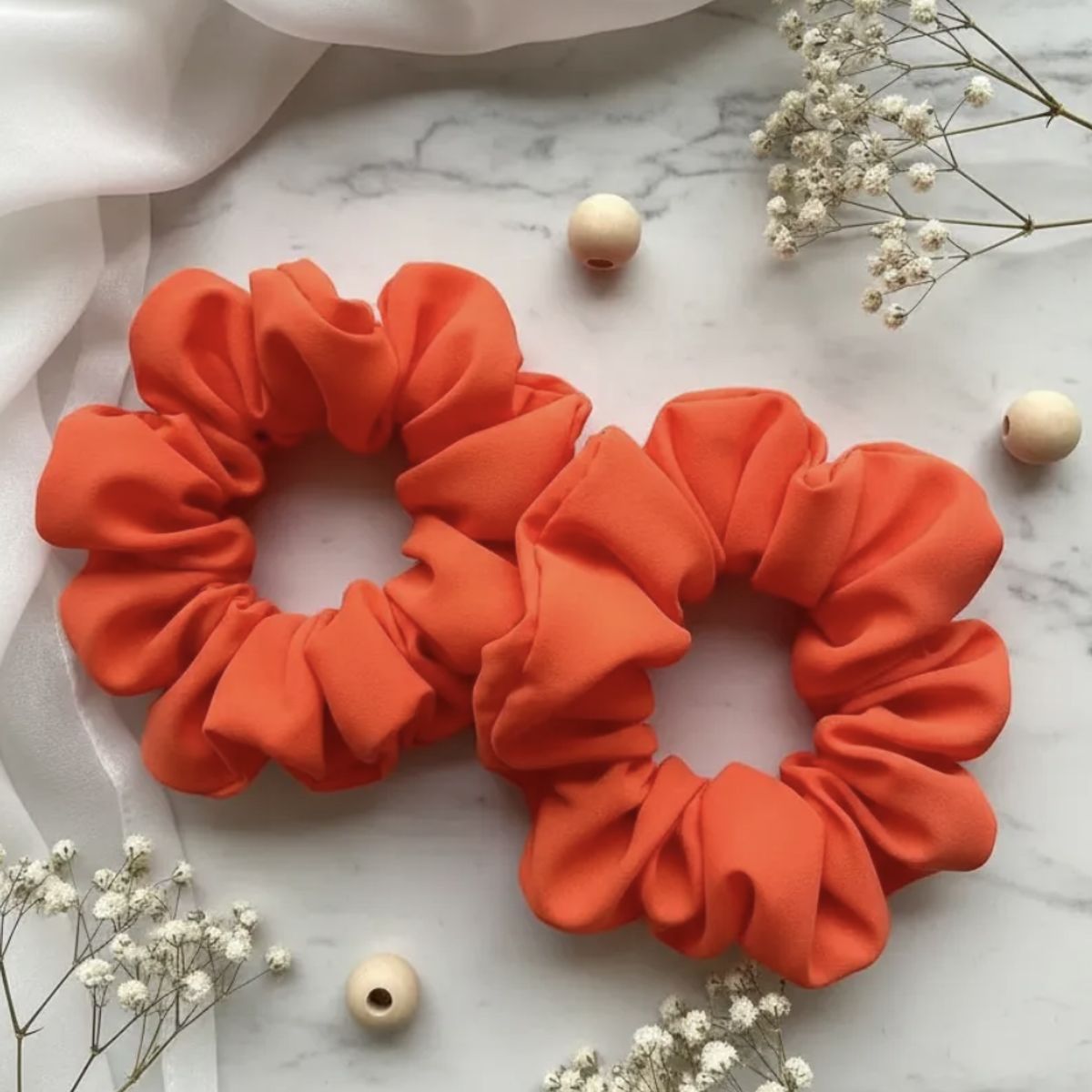 HAOKIDS - Scrunchies naranja colets para cabello niña o mujer en tela poly high confección nacional