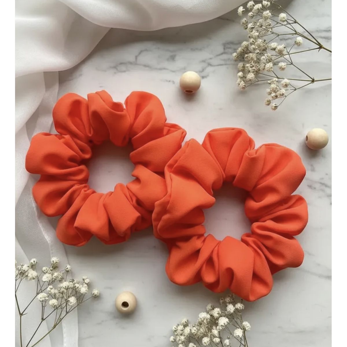 HAOKIDS - Scrunchies naranja colets para cabello niña o mujer en tela poly high confección nacional