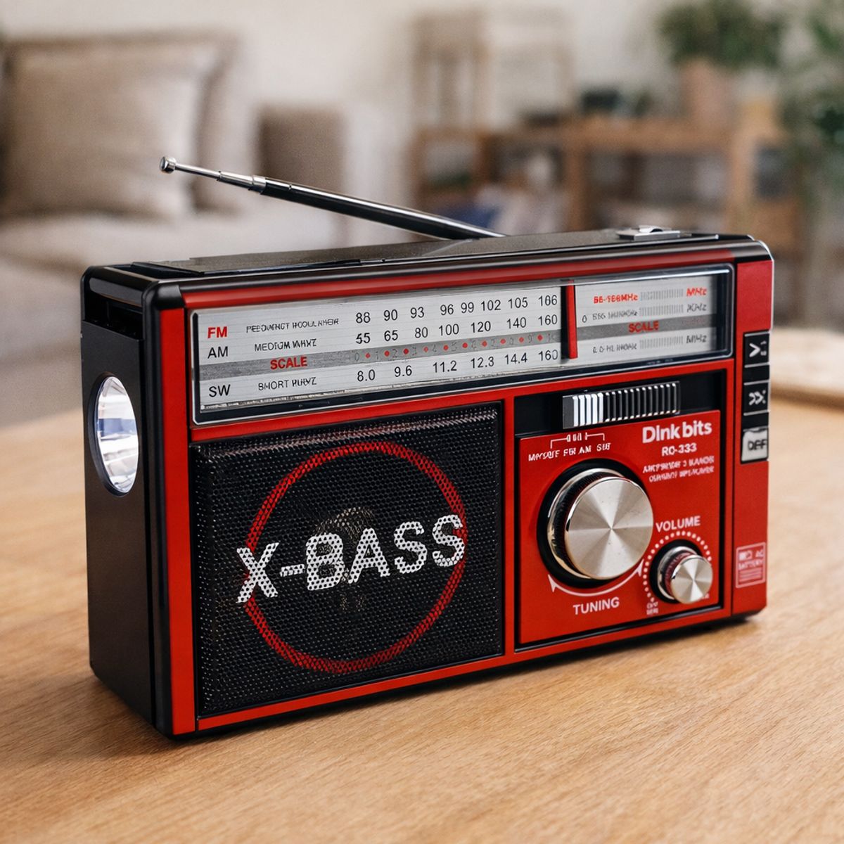 MOVI - Radio Portátil AM FM Recargable con Linterna y Panel Solar