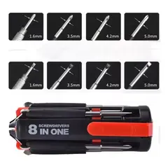 GENERICO - Destornillador 8 En 1 Con Linterna Led Emergencia Multiuso