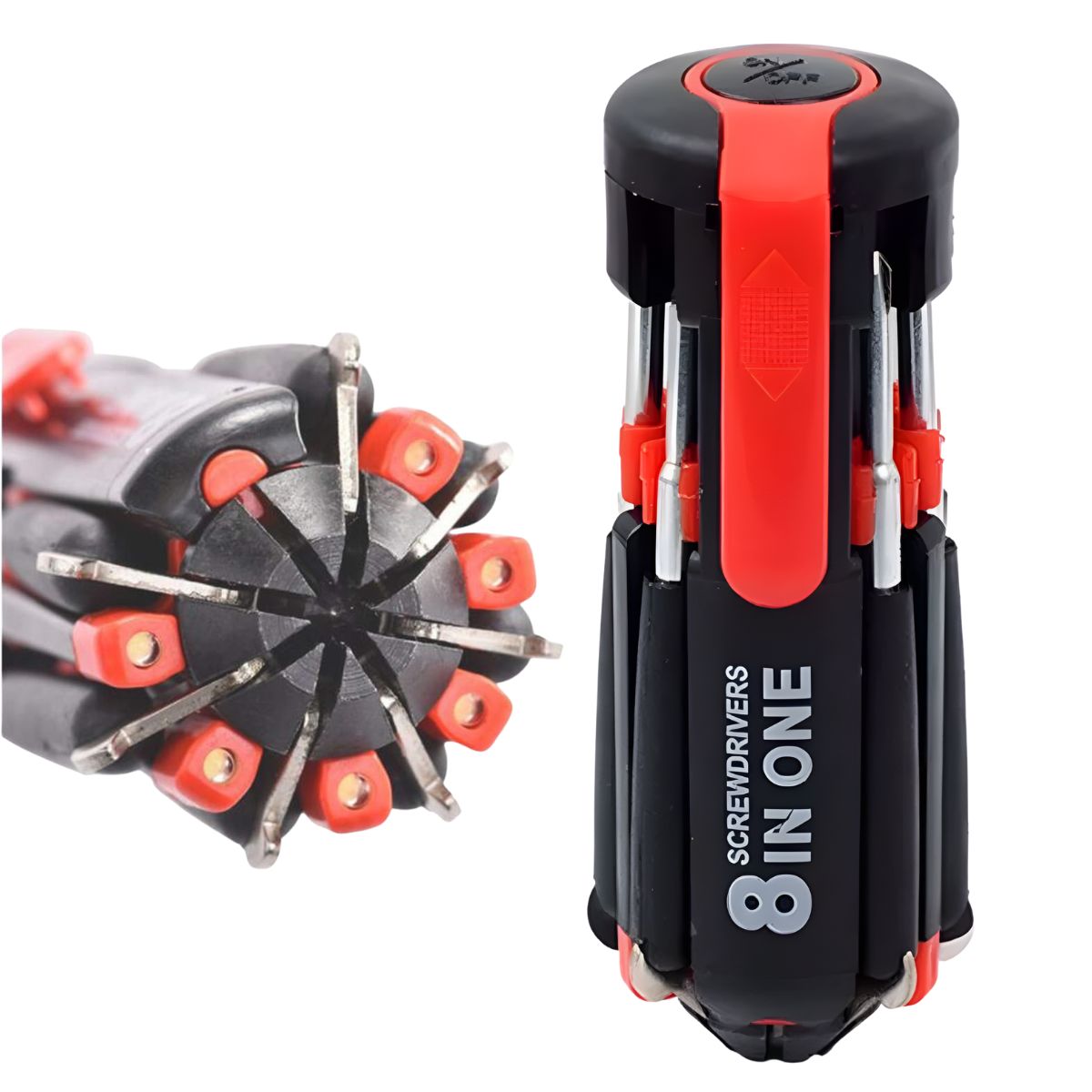 GENERICO - Destornillador 8 En 1 Con Linterna Led Emergencia Multiuso